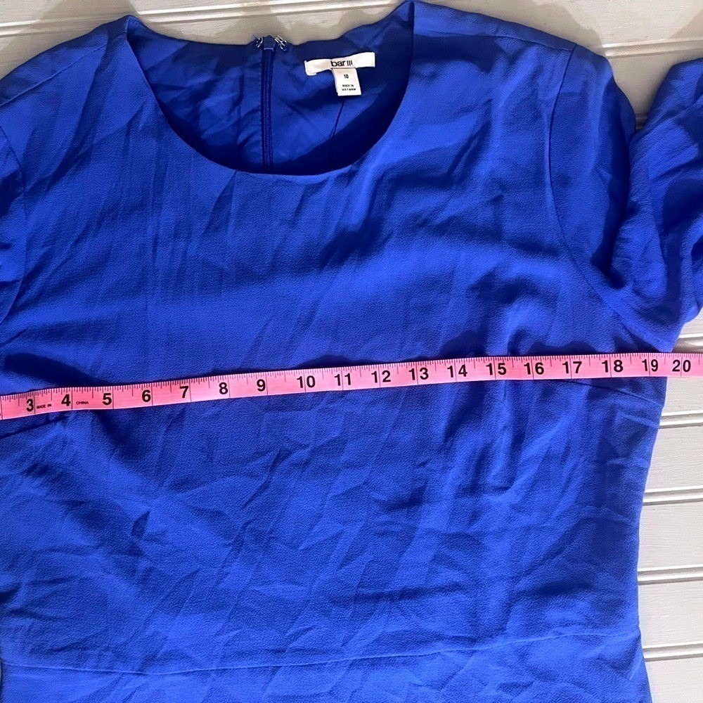Bar III Cobalt Blue Ruffle Sleeve Shift Dress Womens 10 Cocktail Career NWT - Picture 12 of 14